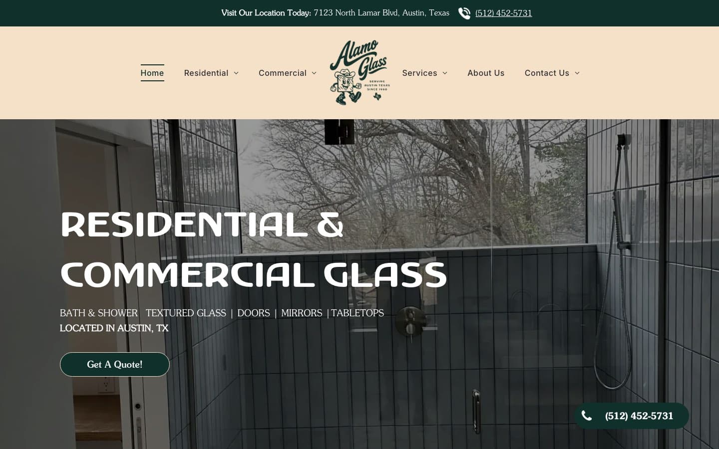Alamo Glass website — built by Roundhouse