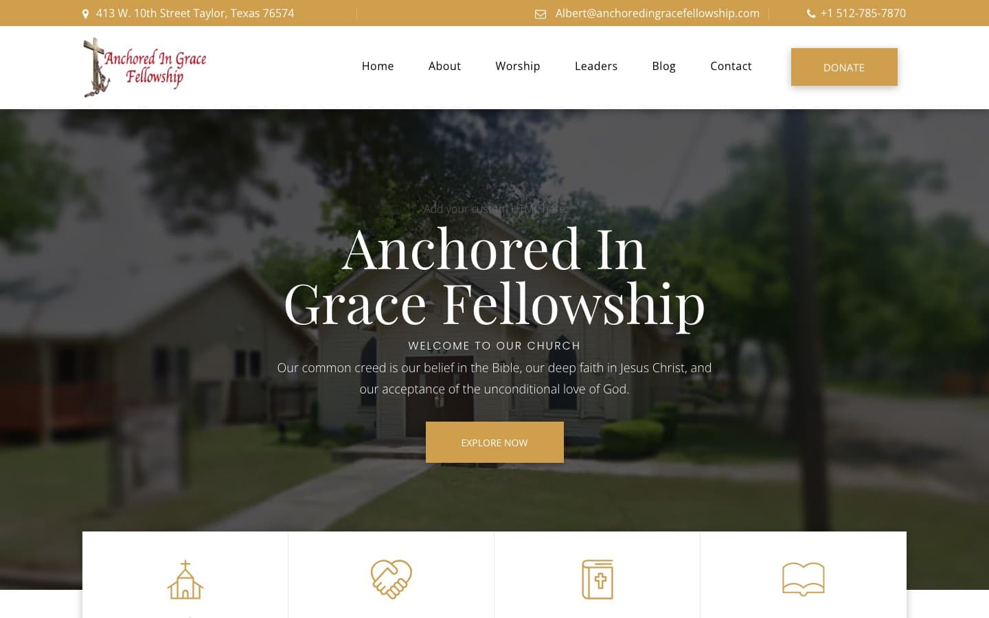 Anchored In Grace Fellowship website — built by Roundhouse