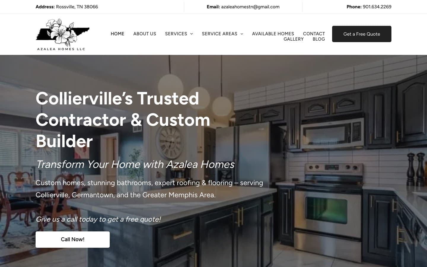 Azalea Homes website — built by Roundhouse