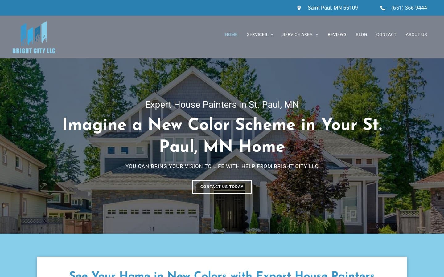 Bright City Painting website — built by Roundhouse