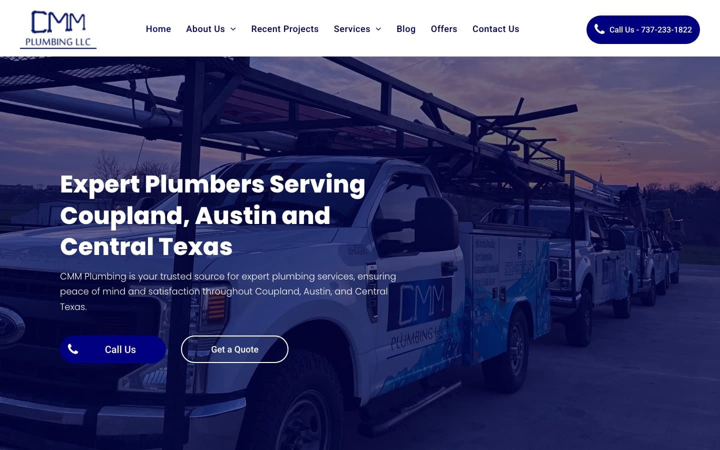 CMM Plumbing website — built by Roundhouse Plumber Marketing