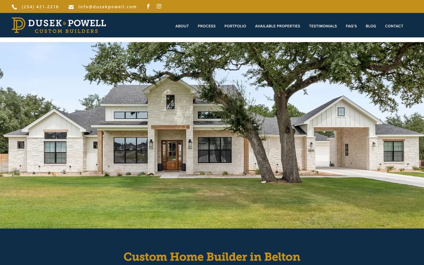 Dusek Powell Custom Builders website — built by Roundhouse