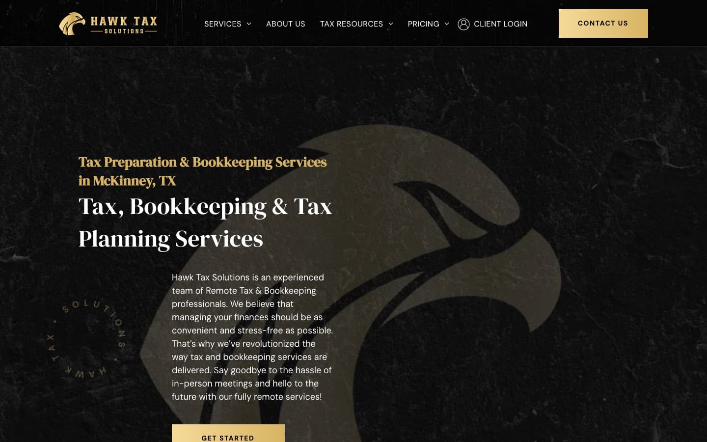 Hawk Tax Solutions website — built by Roundhouse