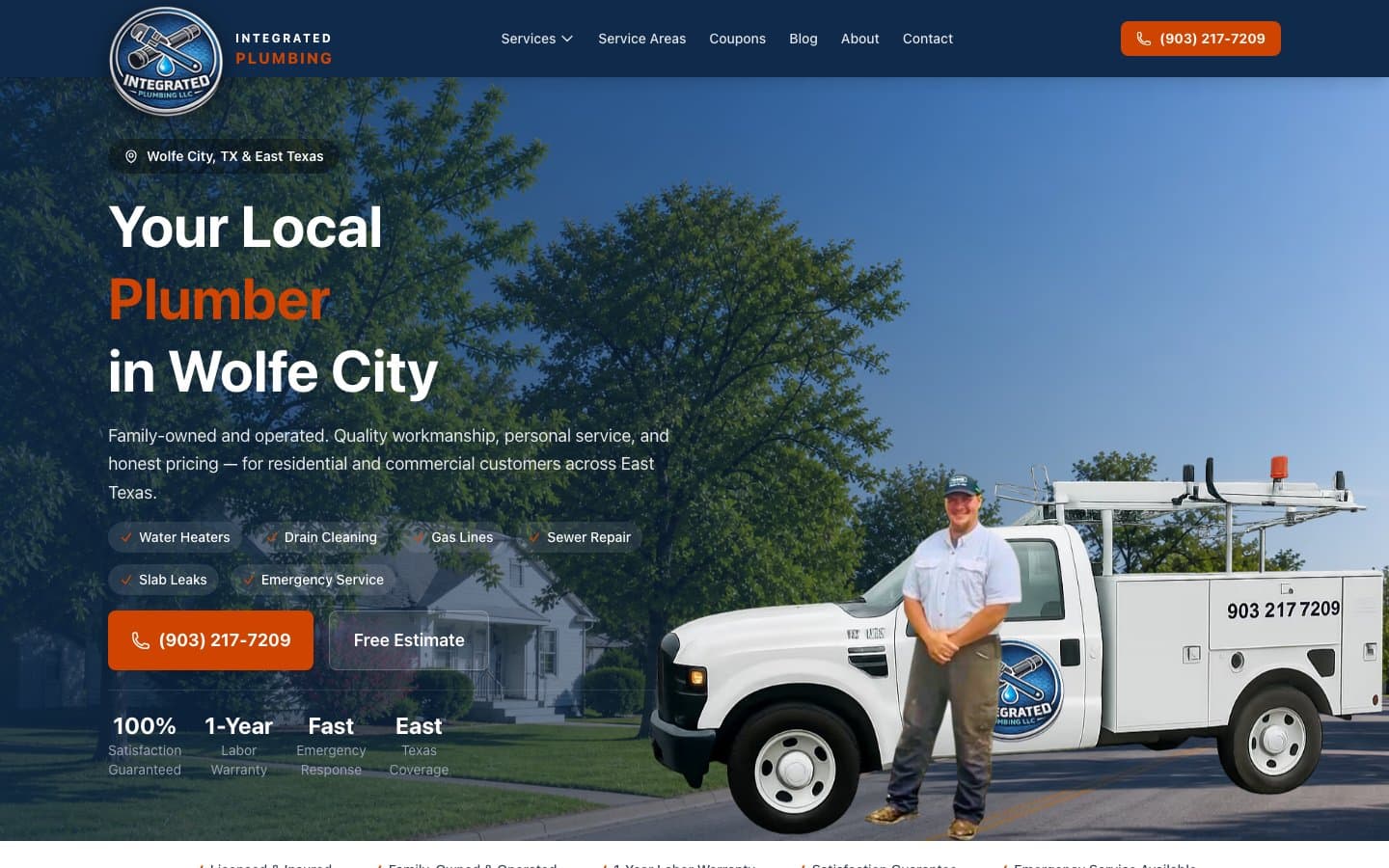 Integrated Plumbing — a Roundhouse-built plumber website that converts cold traffic into phone calls