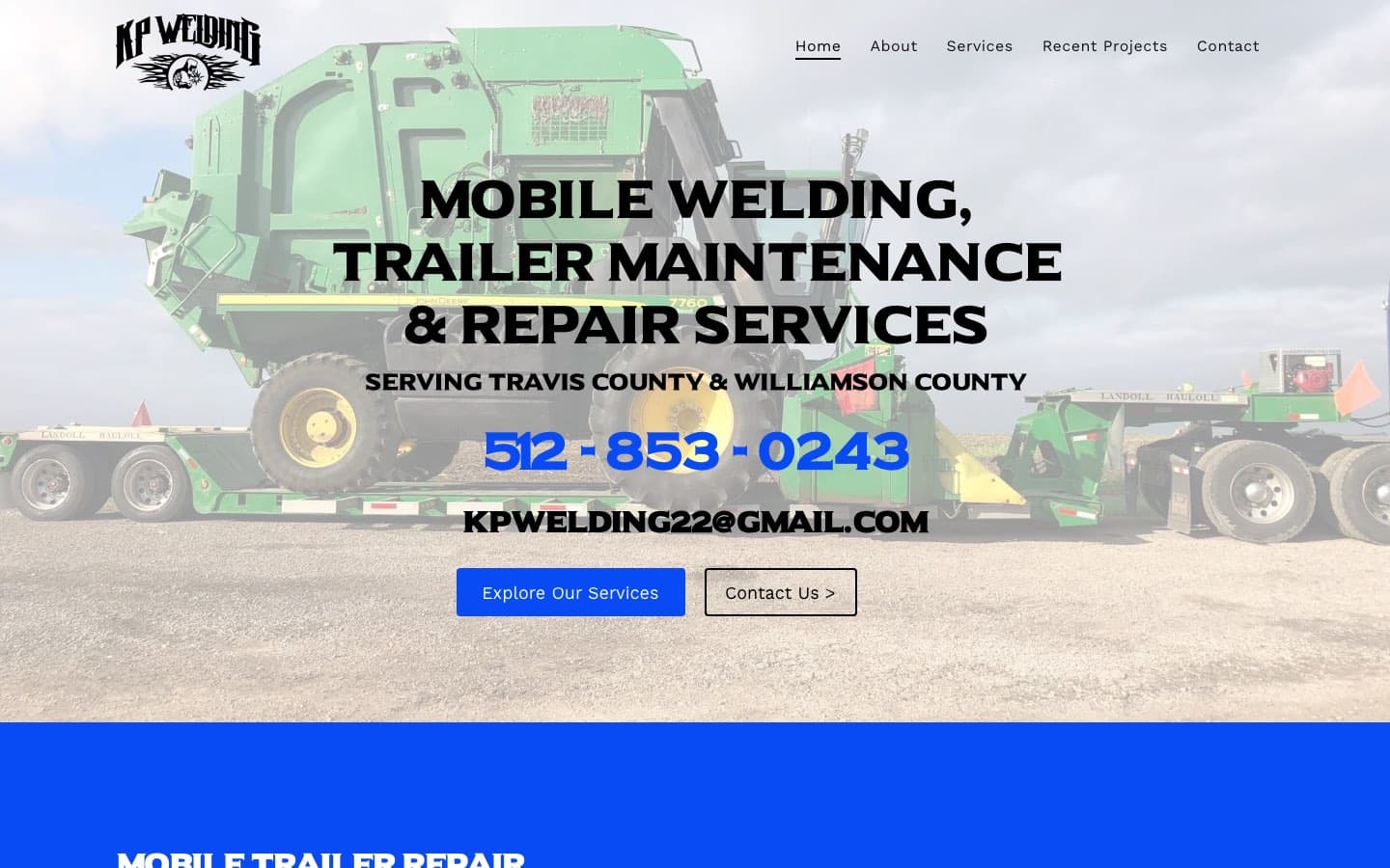 KP Welding website — built by Roundhouse