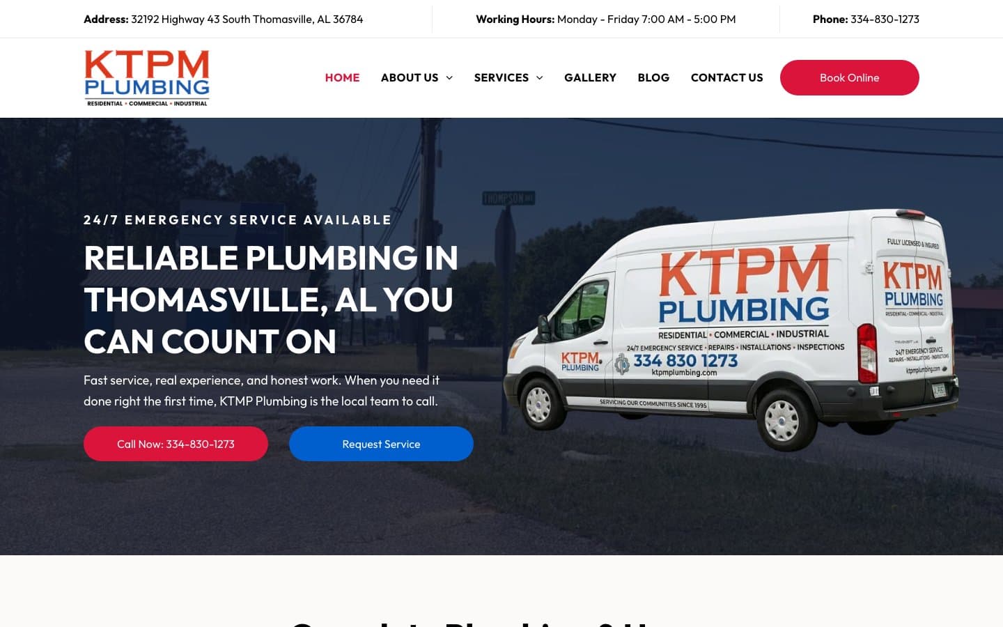 KTPM Plumbing website — built by Roundhouse Plumber Marketing