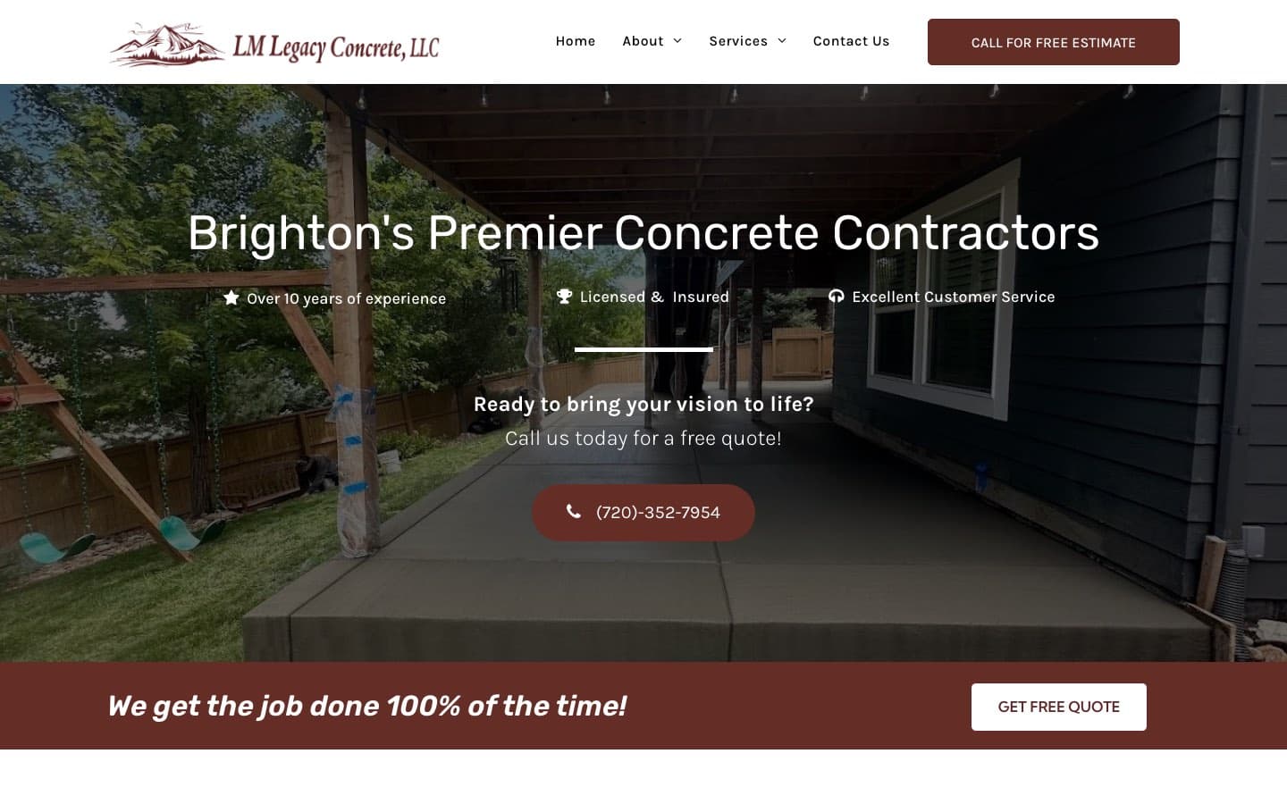 LM Legacy Concrete website — built by Roundhouse