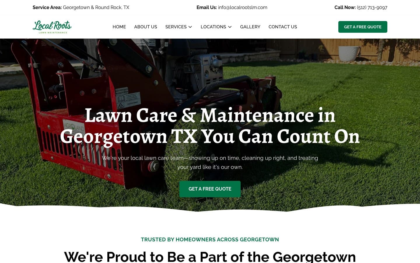 Local Roots Lawn Maintenance website — built by Roundhouse