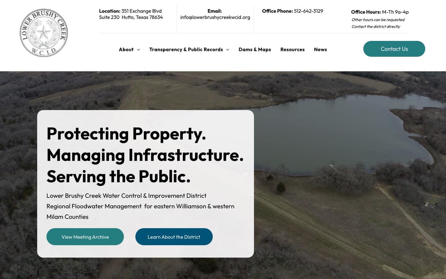 Lower Brushy Creek WCID website — built by Roundhouse