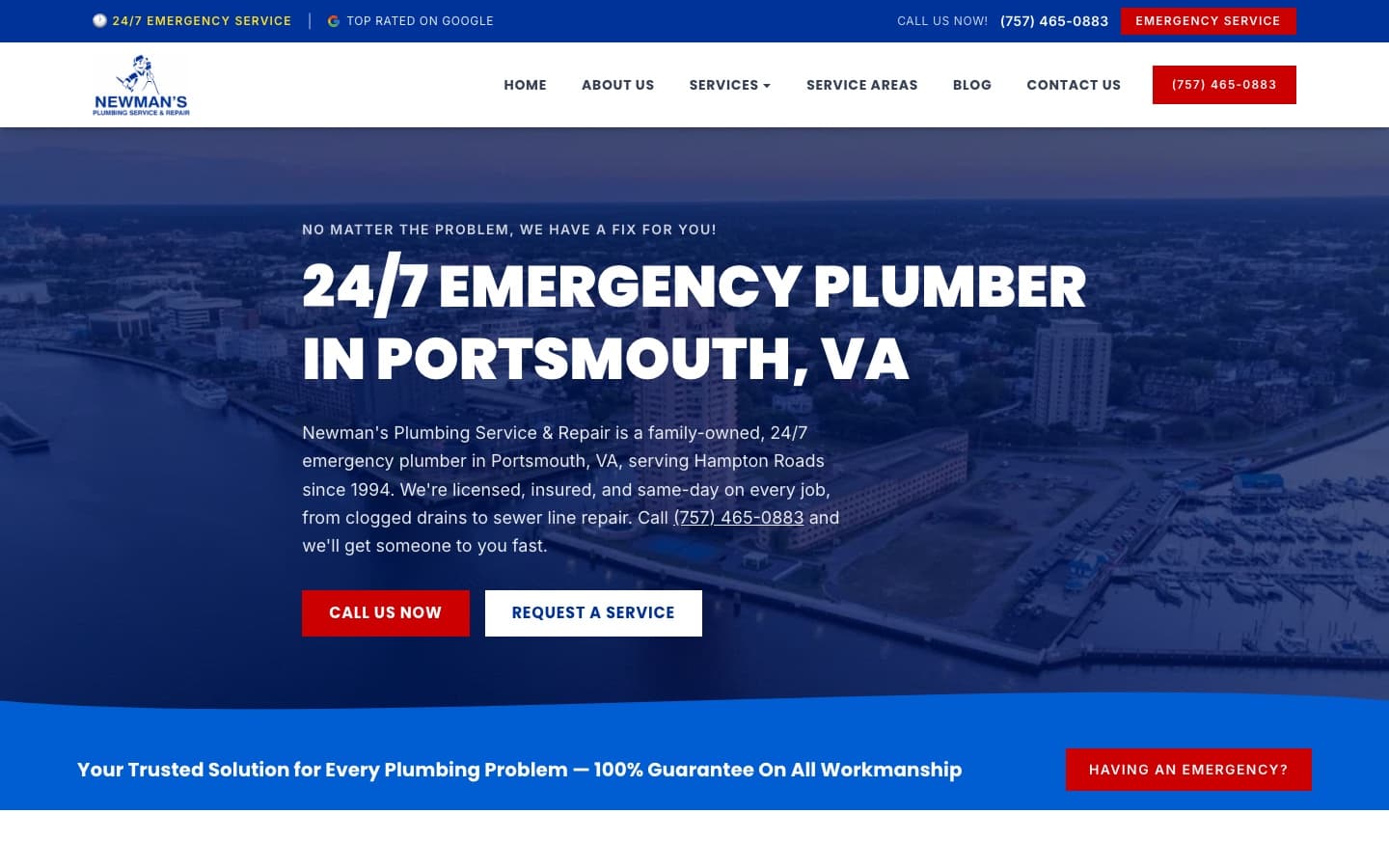 Newman's Plumbing website — built by Roundhouse Plumber Marketing