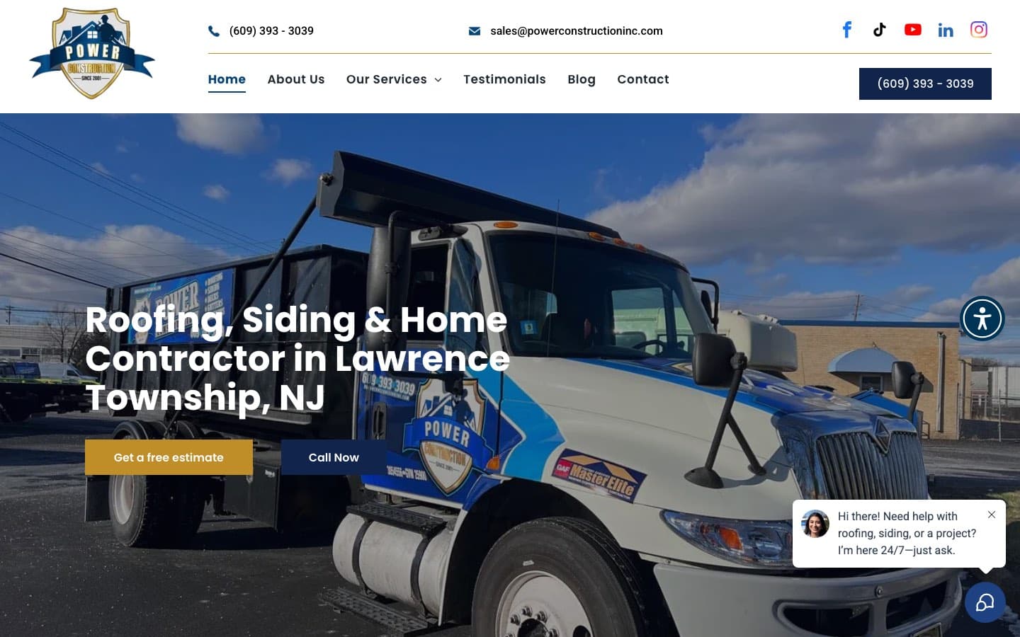 Power Construction website — built by Roundhouse