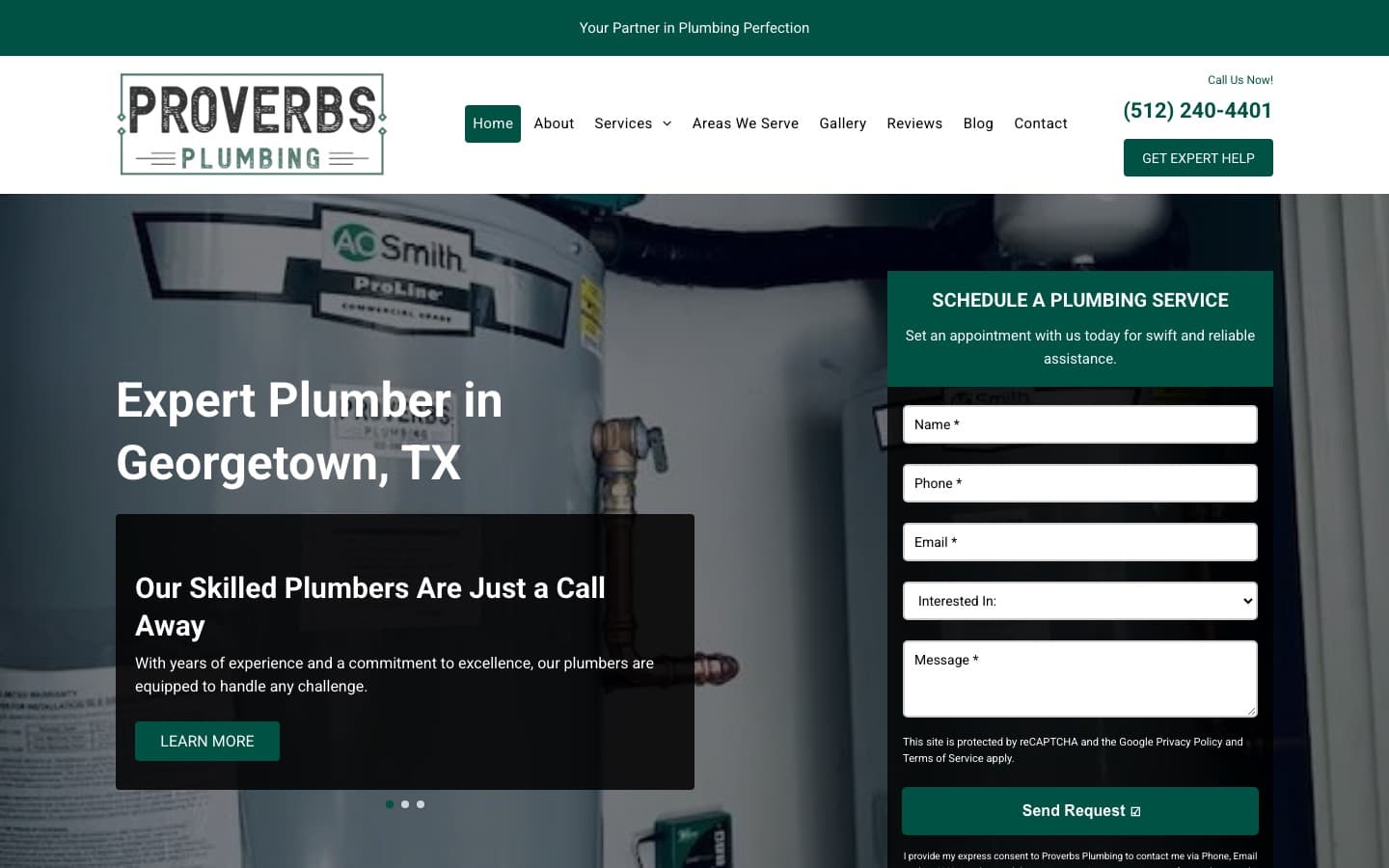 Proverbs Plumbing website — built by Roundhouse Plumber Marketing