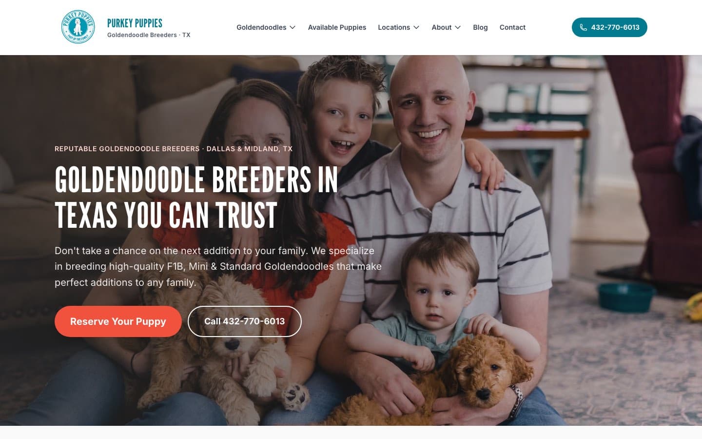 Purkey Puppies website — built by Roundhouse