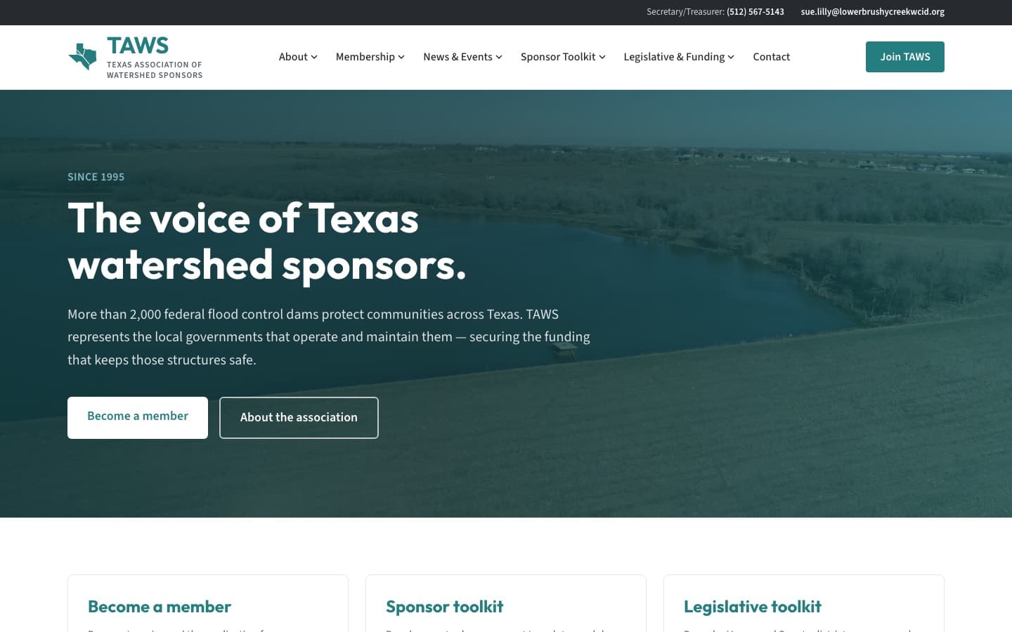 Texas Association of Watershed Sponsors website — built by Roundhouse