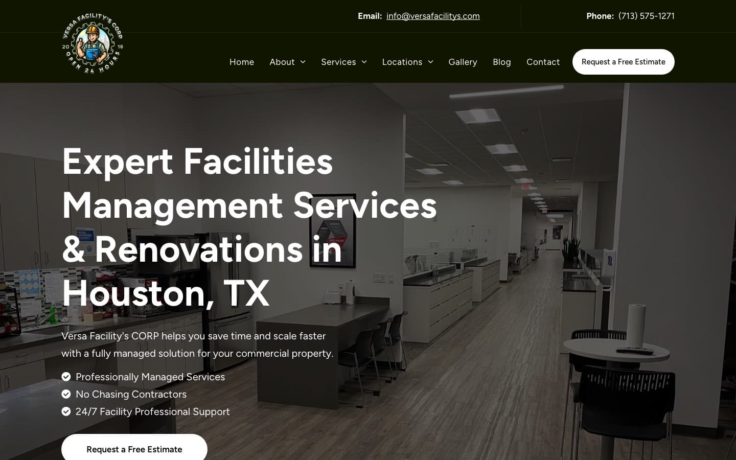Versa Facility Corp website — built by Roundhouse