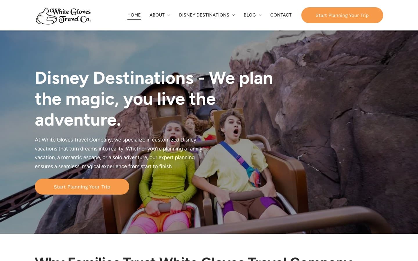 White Gloves Travel Co. website — built by Roundhouse